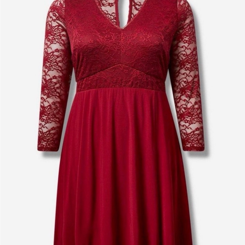 Torrid Burgundy Lace Long Sleeve Dress